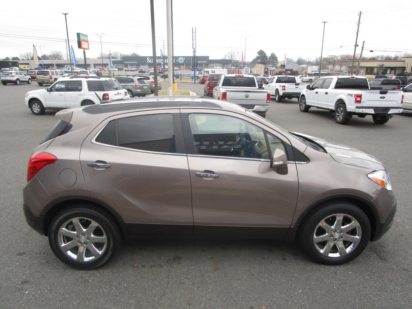 2014 Grey /Black-Tan / Leather Buick Encore Leather AWD (KL4CJGSB8EB) with an 1.4L L4 DOHC 16V TURBO engine, 6-Speed Automatic transmission, located at 1814 Albert Pike Road, Hot Springs, AR, 71913, (501) 623-1717, 34.494228, -93.094070 - Photo#2